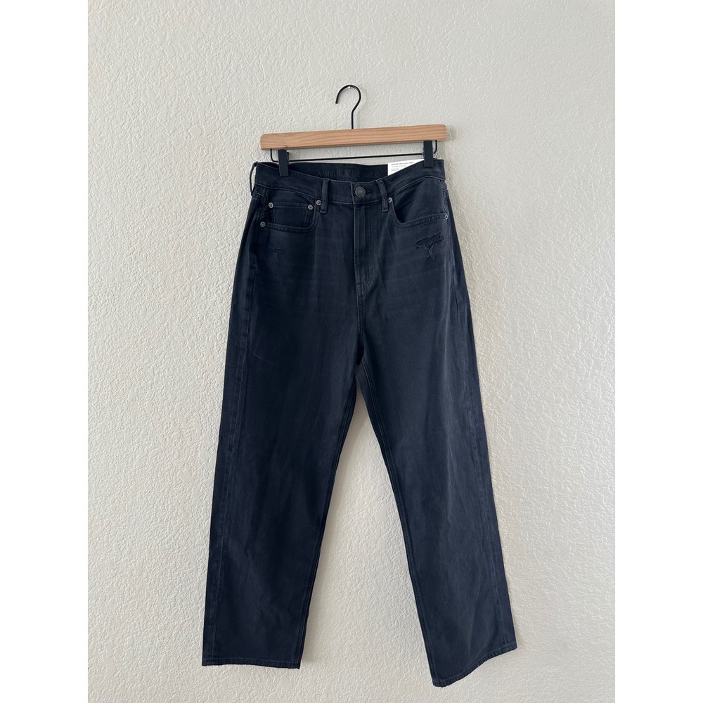 American Eagle Highest Rise 90s Boyfriend Jeans Comfort Stretch Black Size 10